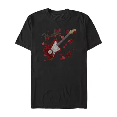 Novelty Mens Short Sleeve Fender Valentine's Day Graphic T-shirt In Black