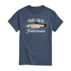 Novelty Mens Short Sleeve Fishing Graphic T-shirt In Blue