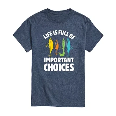 Novelty Mens Short Sleeve Fishing Graphic T-shirt In Blue