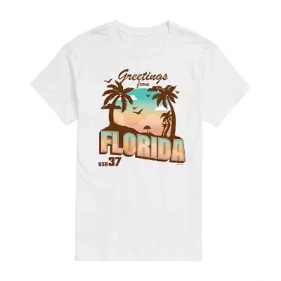 Novelty Mens Short Sleeve Florida Graphic T-shirt In White