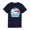 Novelty Mens Short Sleeve Frosty The Snowman Graphic T-shirt In Blue