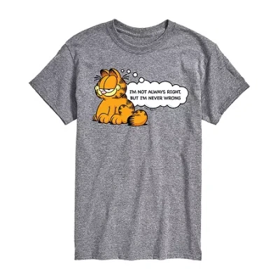 Novelty Mens Short Sleeve Garfield Graphic T-shirt In Gray