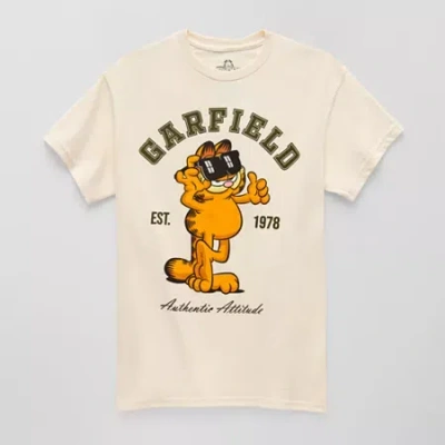 Novelty Mens Short Sleeve Garfield Graphic T-shirt In Sand