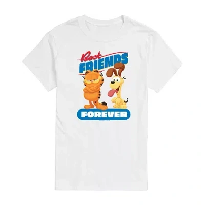 Novelty Mens Short Sleeve Garfield Graphic T-shirt In White