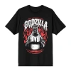 Novelty Mens Short Sleeve Godzilla Graphic T-shirt In Black