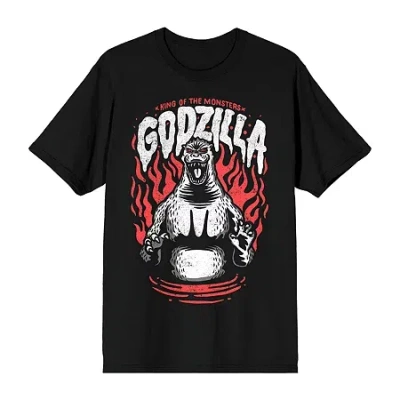 Novelty Mens Short Sleeve Godzilla Graphic T-shirt In Black