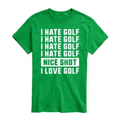 Novelty Mens Short Sleeve Golf Graphic T-shirt In Green