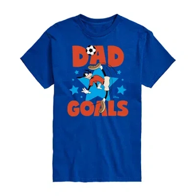 Novelty Mens Short Sleeve Goofy Dad Goals Graphic T-shirt In Blue