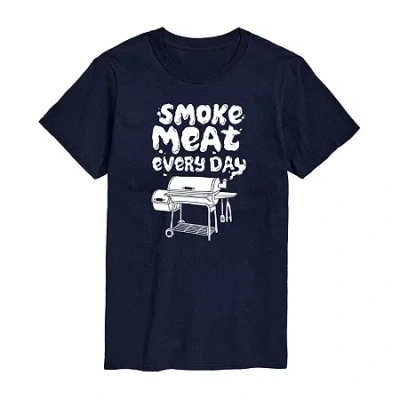 Novelty Mens Short Sleeve Grill Graphic T-shirt In Blue