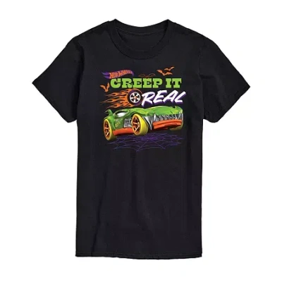 Novelty Mens Short Sleeve Hot Wheels Graphic T-shirt In Black