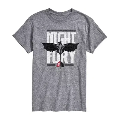 Novelty Mens Short Sleeve How To Train Your Dragon Graphic T-shirt In Gray
