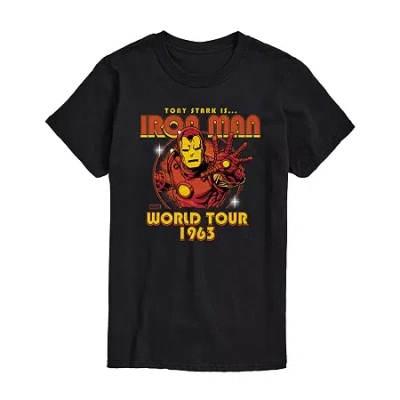 Novelty Mens Short Sleeve Iron Man Marvel Graphic T-shirt In Black