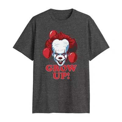 Novelty Mens Short Sleeve It Graphic T-shirt In Gray