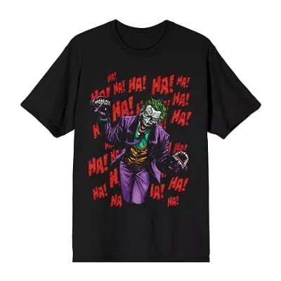 Novelty Mens Short Sleeve Joker Graphic T-shirt In Black