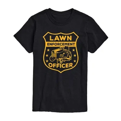 Novelty Mens Short Sleeve Lawn Enforcement Graphic T-shirt In Black