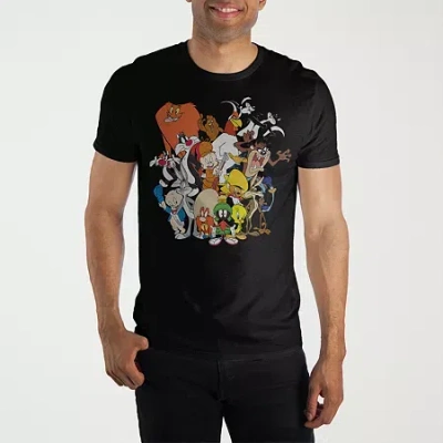 Novelty Mens Short Sleeve Looney Tunes Graphic T-shirt In Black
