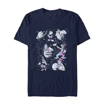 Novelty Mens Short Sleeve Mickey And Friends Graphic T-shirt In Blue