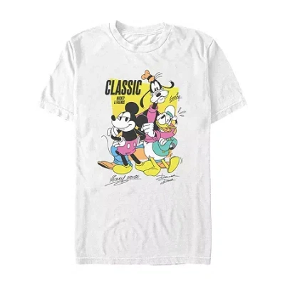Novelty Mens Short Sleeve Mickey And Friends Graphic T-shirt In White