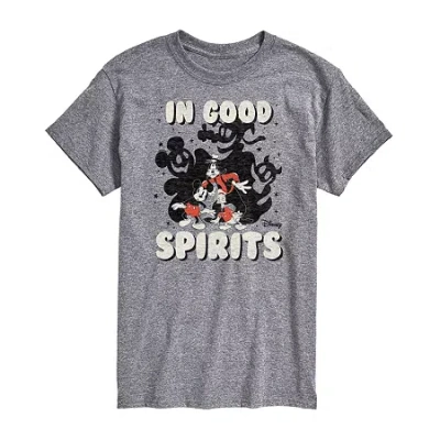 Novelty Mens Short Sleeve Mickey And Friends Halloween Graphic T-shirt In Gray