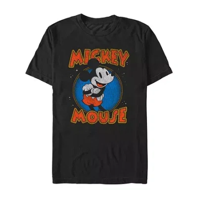 Novelty Mens Short Sleeve Mickey Mouse Graphic T-shirt In Black