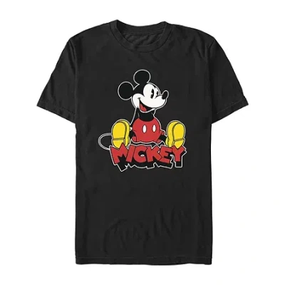 Novelty Mens Short Sleeve Mickey Mouse Graphic T-shirt In Black
