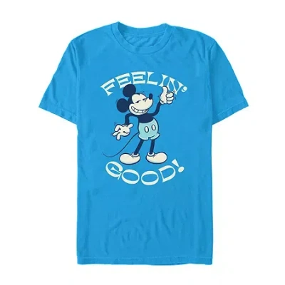 Novelty Mens Short Sleeve Mickey Mouse Graphic T-shirt In Blue