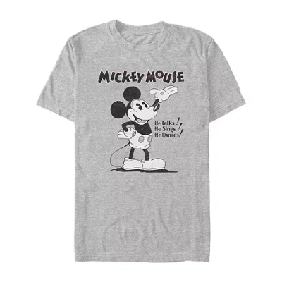 Novelty Mens Short Sleeve Mickey Mouse Graphic T-shirt In Gray