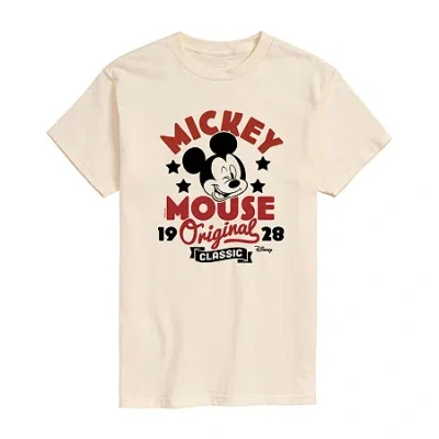 Novelty Mens Short Sleeve Mickey Mouse Graphic T-shirt In Sand