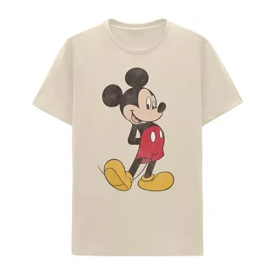 Novelty Mens Short Sleeve Mickey Mouse Graphic T-shirt In Sand