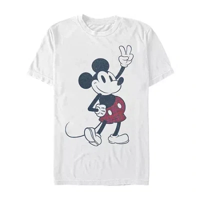 Novelty Mens Short Sleeve Mickey Mouse Graphic T-shirt In White