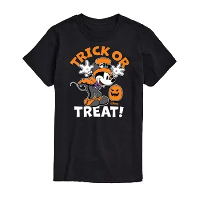 Novelty Mens Short Sleeve Mickey Mouse Halloween Graphic T-shirt In Black