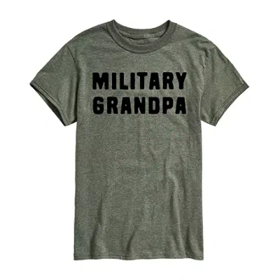 Novelty Mens Short Sleeve Military Grandpa Graphic T-shirt In Green
