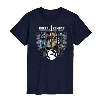 Novelty Mens Short Sleeve Mortal Kombat Graphic T-shirt In Blue