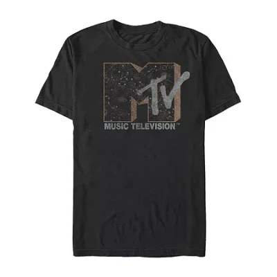 Novelty Mens Short Sleeve Mtv Graphic T-shirt In Black