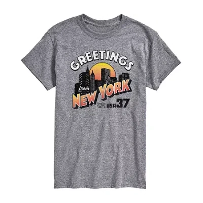 Novelty Mens Short Sleeve New York Graphic T-shirt In Gray