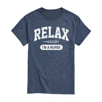 Novelty Mens Short Sleeve Nurse Graphic T-shirt In Blue