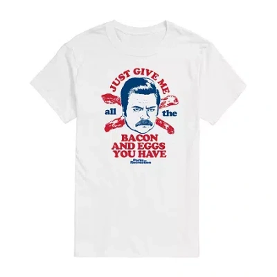 Novelty Mens Short Sleeve Parks And Recreation Graphic T-shirt In White