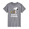 Novelty Mens Short Sleeve Peanuts Easter Graphic T-shirt In Gray