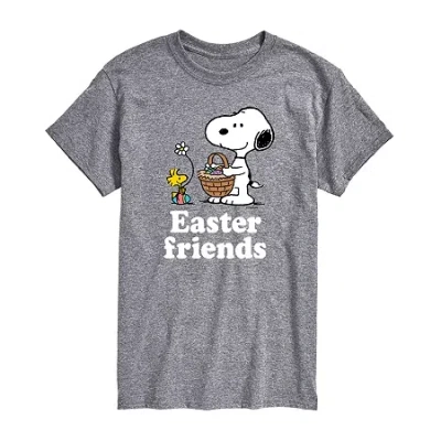 Novelty Mens Short Sleeve Peanuts Easter Graphic T-shirt In Gray