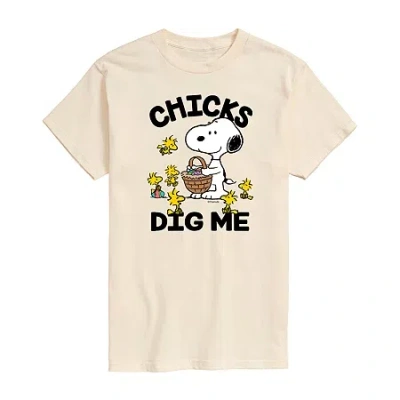 Novelty Mens Short Sleeve Peanuts Easter Graphic T-shirt In Sand