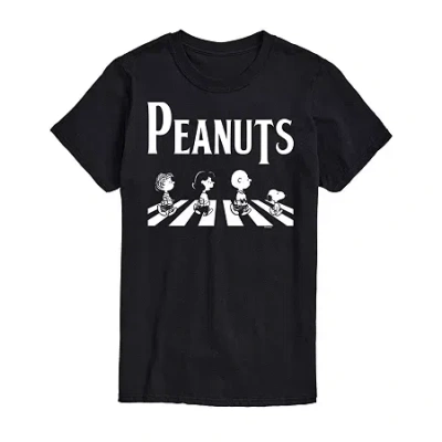 Novelty Mens Short Sleeve Peanuts Graphic T-shirt In Black