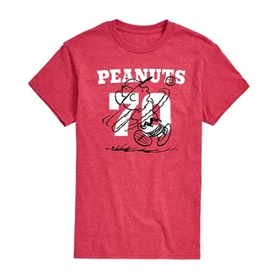 Novelty Mens Short Sleeve Peanuts Graphic T-shirt In Red