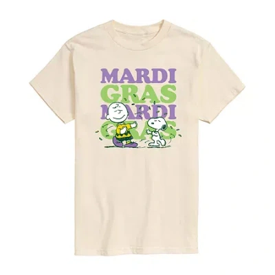 Novelty Mens Short Sleeve Peanuts Mardi Gras T-shirt In Sand
