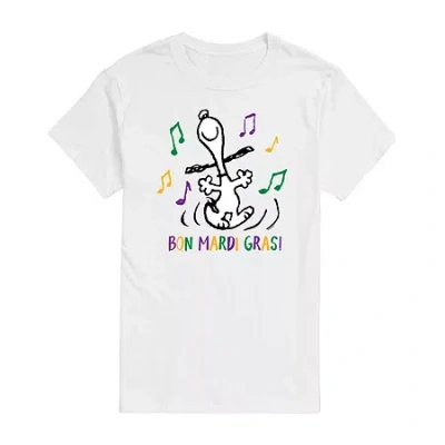 Novelty Mens Short Sleeve Peanuts Mardi Gras T-shirt In White