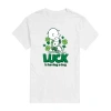Novelty Mens Short Sleeve Peanuts St. Patrick's Day Graphic T-shirt In White