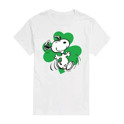 Novelty Mens Short Sleeve Peanuts St. Patrick's Day Graphic T-shirt In White