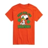 Novelty Mens Short Sleeve Peanuts St. Patrick's Day T-shirt In Orange