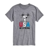Novelty Mens Short Sleeve Peanuts Usa Graphic T-shirt In Gray