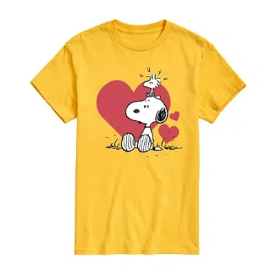 Novelty Mens Short Sleeve Peanuts Valentine's Day T-shirt In Yellow