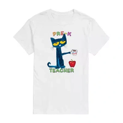 Novelty Mens Short Sleeve Pete The Cat Graphic T-shirt In White
